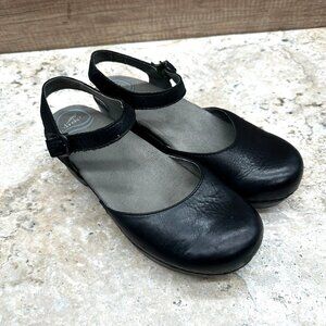 Dansko Shoes Womens Size 38 US 7.5- 8 Black Leather Sam Mary Jane Buckle